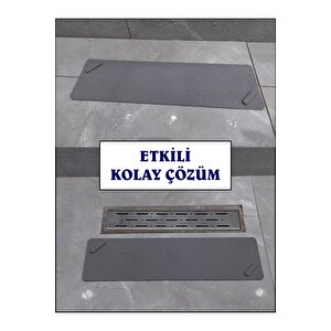 Kötü Koku Önleyici Uzun Duş Gideri Silikon Mat Duş Gideri Böcek Önleyici Kapak 55x12 Cm Battal Boy