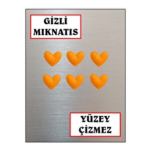 Magnet - Buzdolabı Magneti - Buzdolabı Süsü - 6’lı Kalpli Magnet - Sevgililer Günü Hediyesi Turuncu
