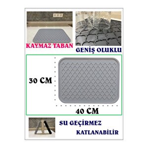 Silikon Bulaşık Kurutma Matı Büyük Boy Tezgah Üstü Bulaşık Yıkama Matı 40 X 30 Cm