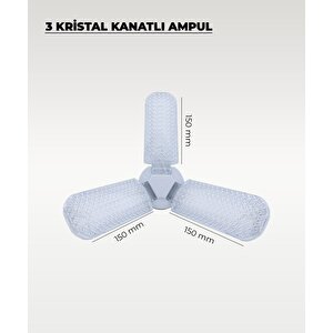45w Kristal 3 Kanatlı Pervane Ampul 6500k Beyaz Işık