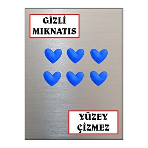 Magnet - Buzdolabı Magneti - Buzdolabı Süsü - 6’lı Kalpli Magnet - Sevgililer Günü Hediyesi Mavi