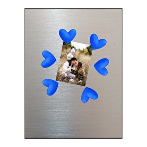 Magnet - Buzdolabı Magneti - Buzdolabı Süsü - 6’lı Kalpli Magnet - Sevgililer Günü Hediyesi Mavi