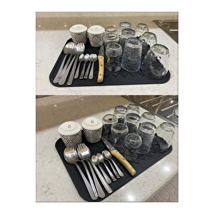 Silikon Bulaşık Kurutma Matı Büyük Boy Tezgah Üstü Kuruluma Matı Bulaşık Yıkama Matı 40 X 30 Cm Gri