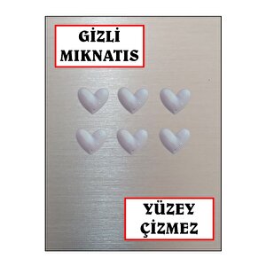 Magnet - Buzdolabı Magneti - Buzdolabı Süsü - 6’lı Kalpli Magnet - Sevgililer Günü Hediyesi Gri