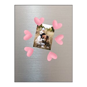 Magnet - Buzdolabı Magneti - Buzdolabı Süsü - 6’lı Kalpli Magnet - Sevgililer Günü Hediyesi Pembe
