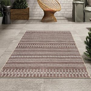 Hasır Dokuma Jüt Taban İskandinav Desenli Krem Bej Renkli Halı 120x150 cm