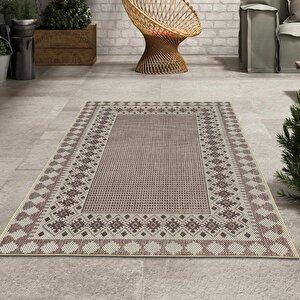 Hasır Dokuma Jüt Taban Kilim Desenli Krem Bej Renkli Halı 120x150 cm