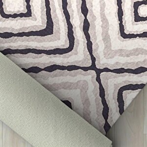 Geometrik Şık Tasarımlı Karo Desenli Halı Kaymaz Taban Makinada Yıkanabilir İskandinav Tarzı Gri Renkli 80x50 cm