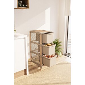 Fixwood Ahşap 3 Katlı Fonksiyonel Çekmece Organizer Fix-2009 Çok Amaçlı Çekmeceli Dolap 45li̇tre
