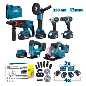 Yedi̇li̇ Set Mk350 (powerbank&led+ Ş.hilti+ş.spral+s.sıkma+13mm Ç.mandren+ş.dekupaj+sunta Kesme)