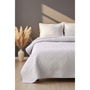 Edda Gri Nakışlı Çift Kişilik Yatak Örtüsü Takımı 3 Parça Uyku Seti