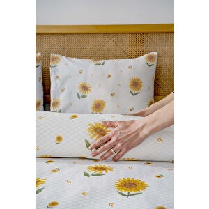 Ayçiçeği Çift Kişilik Baskılı Pike 200 X 220 Cm