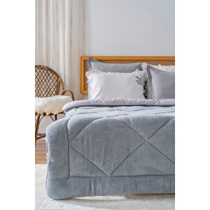 Gri Loura Tek Kişilik Çift Taraflı Lüx Wellsoft Yorgan 155x215 Cm