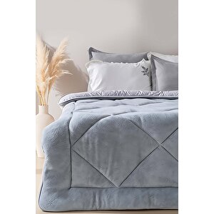 Gri Loura Tek Kişilik Çift Taraflı Lüx Wellsoft Yorgan 155x215 Cm