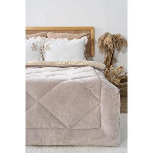 Bej Loura Tek Kişilik Çift Taraflı Lüx Wellsoft Yorgan 155x215 Cm