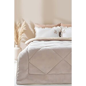 Bej Loura Tek Kişilik Çift Taraflı Lüx Wellsoft Yorgan 155x215 Cm