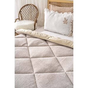 Bej Loura Tek Kişilik Çift Taraflı Lüx Wellsoft Yorgan 155x215 Cm