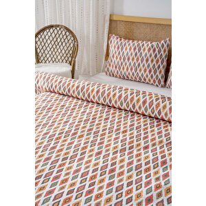 Etnik Kiremit Çift Kişilik Baskılı Pike 200 X 220 Cm