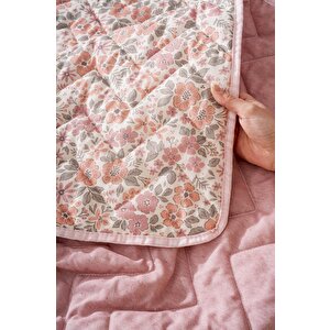 Pembe Bahar Çift Kişilik Pamuklu Kapitone Pike & Yatak Örtüsü