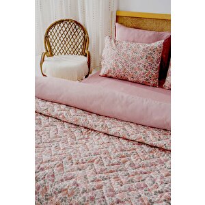 Pembe Bahar Çift Kişilik Nevresimli Pike Takımı - 7 Parça Çeyiz Seti