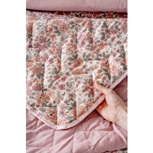 Pembe Bahar Çift Kişilik Nevresimli Pike Takımı - 7 Parça Çeyiz Seti