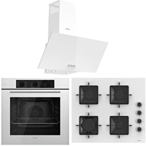 Flowart Qbl62cb - Ss206 - D087 7 Prog. Mekanik Turbo Ankastre Set - Beyaz