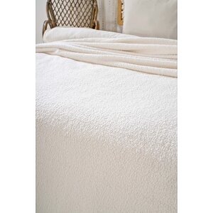 Krem Valencia Sherpa Çift Kişilik Peluş Battaniye