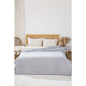 Açık Gri Valencia Sherpa Çift Kişilik Peluş Battaniye