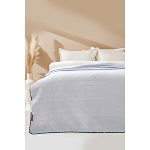 Açık Gri Valencia Sherpa Çift Kişilik Peluş Battaniye