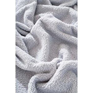 Açık Gri Valencia Sherpa Çift Kişilik Peluş Battaniye