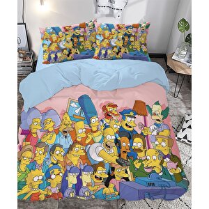 Simpson Temalı Baskılı Çift Kişilik Nevresim Takımı