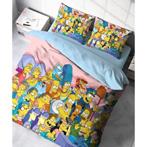Simpson Temalı Baskılı Çift Kişilik Nevresim Takımı