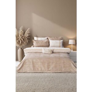 Florita Cappuccino Çift Kişilik Nakışlı Nevresim Takımı  & Çeyiz Seti % 100 Pamuklu