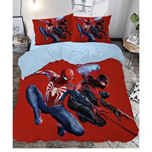 Spiderman Temalı Baskılı Çift Kişilik Nevresim Takımı