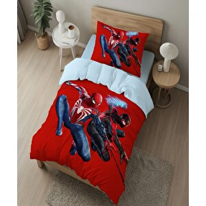 Spiderman Temalı Baskılı Tek Kişilik Nevresim Takımı