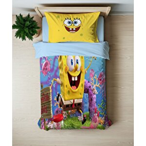 Sunger Bob Temalı Baskılı Tek Kişilik Nevresim Takımı