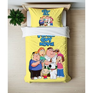 Family Guy Temalı Baskılı Tek Kişilik Nevresim Takımı