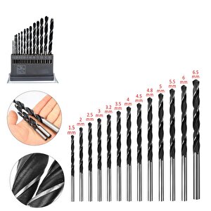 Metal Delme Hss Matkap Ucu Seti 13 'lü Paket Çelik Metal Alüminyum Delici Uç 1.5 - 6.5 Mm Arası Çap