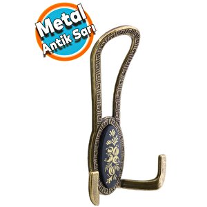 Mobilya Portmanto Vestiyer Duvar Askısı Metal Dolap Elbise Askılığı Antik Sarı Siyah Desenli