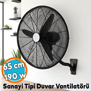 Sanayi Tipi Duvar Vantilatörü 65 Cm 190 W Endüstriyel Geniş Sessiz Duvara Monte Fan