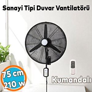 Sanayi Tipi Kumandalı Duvar Vantilatörü 75 Cm 210w Endüstriyel Sessiz Duvara Monte Zincirli Fan