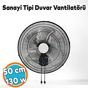 Sanayi Tipi Duvar Vantilatörü 50 Cm 130w Endüstriyel Sessiz Duvara Monte Zincirli Fan