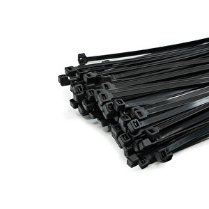 Plastik Cırt Kelepçe 3,6x370 Mm 100 Adet Siyah Renk Zip Kablo Bağı Çok Amaçlı Bağlama Uzun