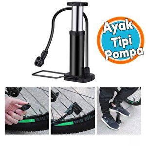 Ayak Tipi Küçük Pompa Tekli Teker Araç Bisiklet Top Bot Lastik Şambrel Şişirme Pompası 1 Adet