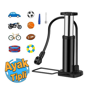 Ayak Tipi Küçük Pompa Tekli Teker Araç Bisiklet Top Bot Lastik Şambrel Şişirme Pompası 1 Adet