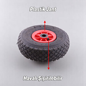 El Arabası Tekeri Plastik Jantlı Siboplu 260x85 Mm Burçlu İç Lastikli Şişme Havalı Taşıma Arabaları