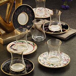 1453 Desen Yağmuru Gold 12 Parça 6 Kişilik Çay Seti 110 Ml Ar211629