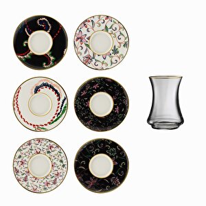 1453 Desen Yağmuru Gold 12 Parça 6 Kişilik Çay Seti 110 Ml Ar211629