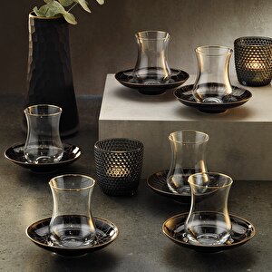 1898 Davinci Siyah 12 Parça 6 Kişilik Çay Seti 150 Ml Ar212442