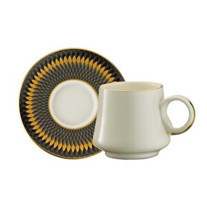 Sandro Moreno 1453 Farfar Double Yüzük Gold 12 Parça 6 Kişilik Kahve Fincan Takımı 120 Ml Ar210110